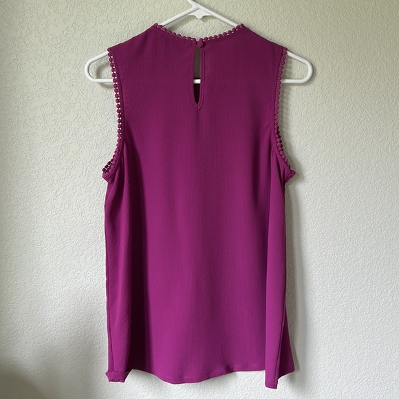 Halogen Lace & Crepe Sleeveless Top - Raspberry - Picture 4 of 4